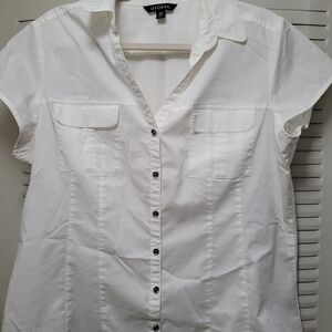 George Women's White Button-Up Top